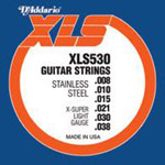 D'Addario XLS-530 струны для электрогитары, Extra Super Light, сталь, 8-38 