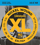 D'Addario EXL-110+ струны для электрогитары, Light+, никель, 10.5-48