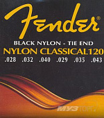 Fender 120 струны для классической гитары нейлон черные 28-43
