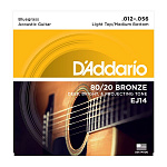 D'Addario EJ-14 комплект струн для акустической гитары, бронза 80/20, Bluegrass 12-56