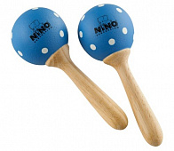 Meinl NINO7PD-B маракасы деревянные, маленькие,  цвет синий с белыми точками