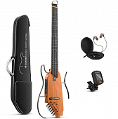 Donner Hush-1 Mahogany электроакустическая сайлент гитара, цвет натуральный, в комплекте чехол и наушники