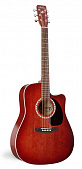 A&L 23707 электроакустическая гитара, цвет бордовый, с кейсом