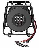 Roxtone SCDG0804L10 мультикор на стальной катушке с 4-мя колесами (2 из них с тормозом).  многожильный аудио кабель TCG-серии (nx2x0,22мм2, 100% экранирование). Красный - вход, черный - выход, с разъемами Roxtone (RX3F-NT & RX3M-NT + RX3MD-NT 