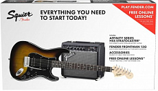 Fender Squier PK Strat HSS 15G BSB комплект: электрогитара HSS Strat (санберст) и комбо 15Вт