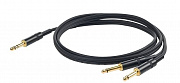 Proel CHLP210LU3 сценический кабель, Jack 6.3 мм стерео <-> 2х6.3 Jack моно, длина 3 метра