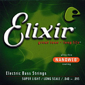 Elixir 14002 NanoWeb струны для бас-гитары Super Light 40-95