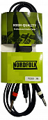 NordFolk NYC001 1.5M  кабель Minijack stereo - 2 x Jack mono, литые разъёмы, 1.5 метра