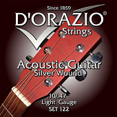 D'ORAZIO 122   010 -.047  струны посеребренные для акустической гитары