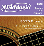 D'Addario EJ-13 Custom Light струны для акустической гитары