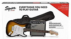 Fender Squier Stratocaster® Pack, Laurel Fingerboard, Brown Sunburst, Gig Bag, 10G комплект: электрогитара (санберст) + комбо 10 Вт