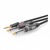 Sommer Cable HBA-3S62-0600  аудиокабель BASIC+, 3,5 Jack stereo <=> 2 x 6,3 Jack mono, 6 м, HICON