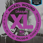 D'Addario EXL120-8 Nickel Wound 8-String Super Light 9-65 струны для 8-струнной электрогитары
