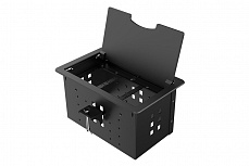 Wize Pro WRTS-12BOX-B прямоугольный металлический корпус для модульной системы врезного лючка в стол с откидывающейся крышкой, цвет черный