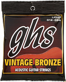 GHS VN-L Vintage Bronze набор струн для 6-струнной акустической гитары, 12-54