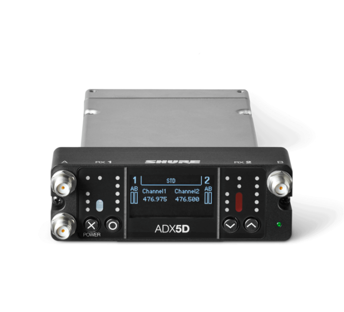 Shure ADX5D-A  двухканальный портативный цифровой беспроводной приемник, рабочие частоты 470-636 МГц