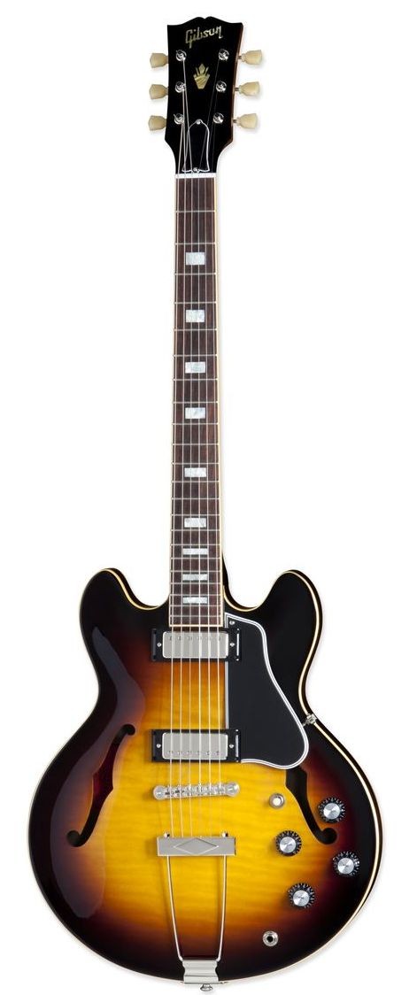 Gibson Memphis ES-390 Figured Vintage Sunburst полуакустическая электрогитара с кейсом, цвет классический санбёрст