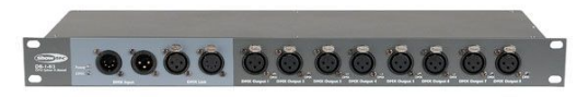 Showtec DB-1-8 сплиттер DMX сигнала, 1 вход - 8 выходов XLR3P, сквозной канал, гальванич