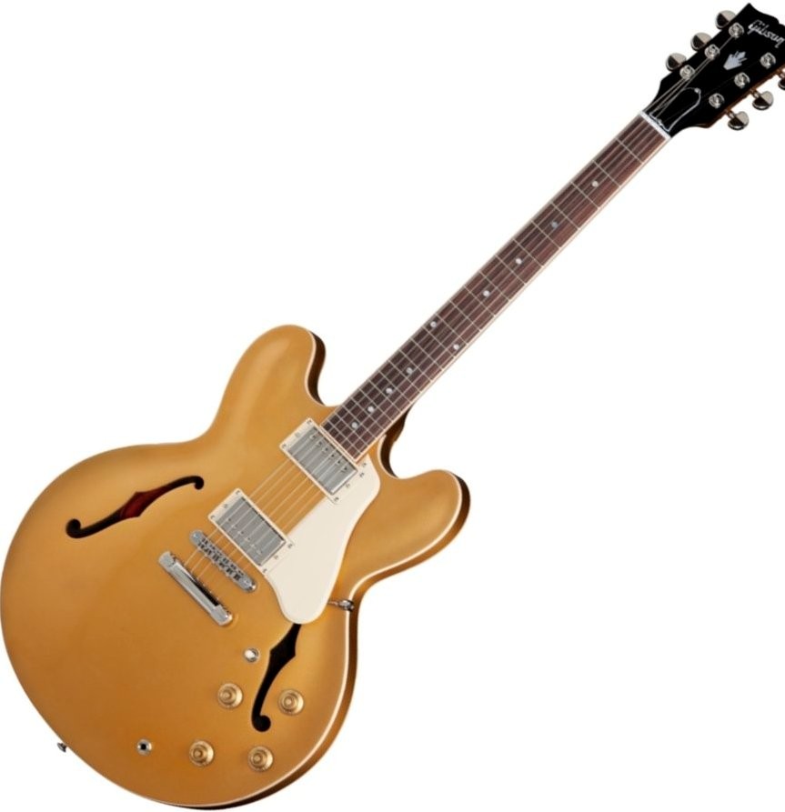 Gibson Memphis ES-335 Plain Gold полуакустическя электрогитара с кейсом, цвет золотистый