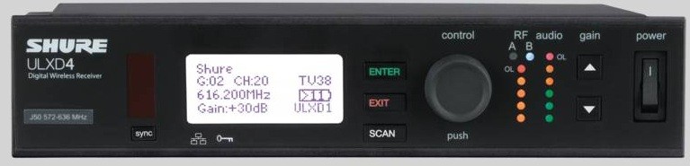 Shure ULXD4E G51 цифровой одноканальный приемник серии ULXD, частоты 470-534 МГц