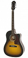 Epiphone J-15 EC Deluxe Vintage Sunburst  электроакустическая гитара, цвет саберст, в комплекте жесткий кейс
