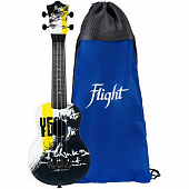 Flight Ultra S-40 Yes  укулеле сопрано, цвет Yes сочетание черного и желтого с надписью