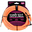 Ernie Ball 6084 кабель инструментальный, оплетёный, 5,49 м, прямой/угловой джеки, оранжевый неон.