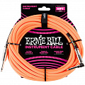 Ernie Ball 6084 кабель инструментальный, оплетёный, 5,49 м, прямой/угловой джеки, оранжевый неон.