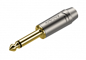 Roxtone RJ2PP-NS-NG  разъем  jack 1/4" моно, максимальный диаметр кабеля 6.5 мм, цвет серебряный