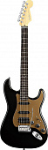 Fender AMERICAN DELUXE STRAT HSS LOCKING TREMOLO (MN) MONTEGO BLACK электрогитара с кейсом, цвет чёрный