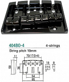 Gotoh 404BO-4-B  бридж для 4-струнной бас гитары, латунные седла, цвет черный