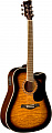 Jay Turser JTA-454QCET-TSB электроакустическая гитара Dreadnought, цвет табачный санбёрст
