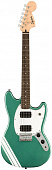 Fender Squier FSR Bullet Mustang HH Comp SHW электрогитара, цвет зеленый с белой полосой