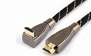 Wize WAVC-HDMIRA-1M кабель HDMI 1 м., v.2.0, 19M/19M, 4K/60 Hz 4:4:4, 26 AWG, HDCP 1.4, HDCP 2.2, Ethernet, позол.угловой разъем, экран, черный, пакет