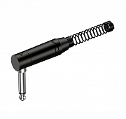 Roxtone RJ2RPP-BN  разъем джек 6.3 мм моно папа (угловой) с пружиной, цвет черный, покрытие контактов никель