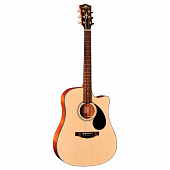 Kepma EDCE Natural Matt  электроакустическая гитара, цвет натуральный, в комплекте 3 метровый кабель