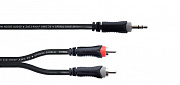 Cordial EY 1 WCC  кабель Y-адаптер джек стерео 3.5 мм — 2 x RCA, 1 метр, черный