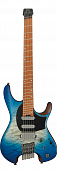Ibanez QX54QM-BSM  безголовая электрогитара, 6 струн, цвет синий бёрст