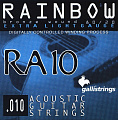 GalliStrings RA10 Rainbow Extra Light 80/20 Bronze Wound струны для акустической гитары, .010-.047