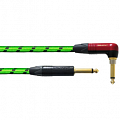 Cordial Blacklight-Edition 3 PR-G-Silent гитарный кабель джек TS 6.3мм/ угловой джек TS 6.3мм, 3 метра, зеленый