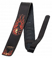 Perri's P25VK-1360 ремень гитарный, цвет чёрный, с рисунком "Череп в огне"