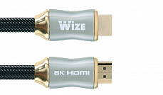 Wize WAVC-HDMI8K-3M кабель HDMI 3 м, v.2.1, 19M/19M, 8K/120Hz/60Hz, 4K/144Hz/120Hz 4:4:4, eARC, HDCP 2.3/EDID/ HEC/CEC/ DDC, 30 AWG, ультравысокоскоростной, позол.разъемы, 24 карат, черный, пакет