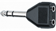 Quik Lok AD23 адаптер-сплиттер для наушников, 2 выхода "мама" Stereo Mini Jack 3.5 мм X 1 вход "папа" Stereo Jack 6.3 мм