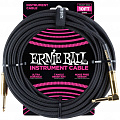 Ernie Ball 6081 кабель инструментальный, оплетёный, 3,05 м, прямой/угловой джеки, чёрный.
