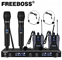 Freeboss FB-U400H2  радиосистема с двумя ручными микрофонами, двумя бодипаками, петличками и головными микрофонами