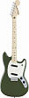 Fender Mustang MN Olive электрогитара Mustang, цвет олив, кленовая накладка грифа