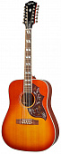Epiphone Hummingbird 12-String Aged Cherry Sunburst электроакустическая 12-струнная гитара, цвет санбёрст