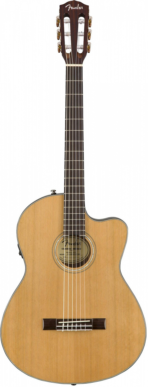 Fender CN-140SCE Nylon Thinline Natural  классическая гитара, цвет натуральный, в комплекте кейс