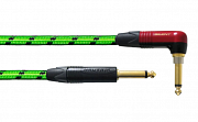 Cordial Blacklight-Edition 6 PR-G-Silent гитарный кабель джек TS 6.3мм/угловой джек TS 6.3мм, 6 метров, зеленый
