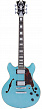 D'Angelico Premier Mini DC OT  полуакустическая электрогитара, форма mini-335, цвет голубой